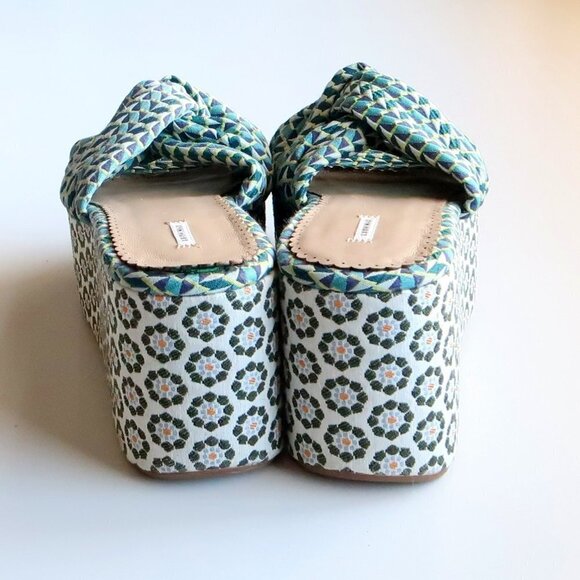 Leon Max Canvas Platform Wedge Slides Mule Sandals Statement Boho Summer Shoes - Picture 6 of 16